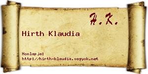 Hirth Klaudia névjegykártya